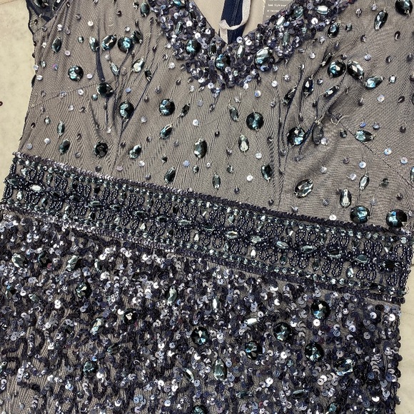 Adrianna Papell short sleeve gem and sequin long dress - Picture 6 of 9